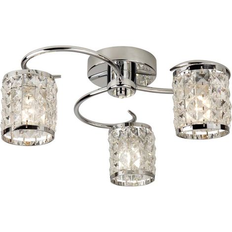 Searchlight Royal - Semi-encastré chromé à 3 ampoules IP44, avec cristal, verre, G9 (1/2)