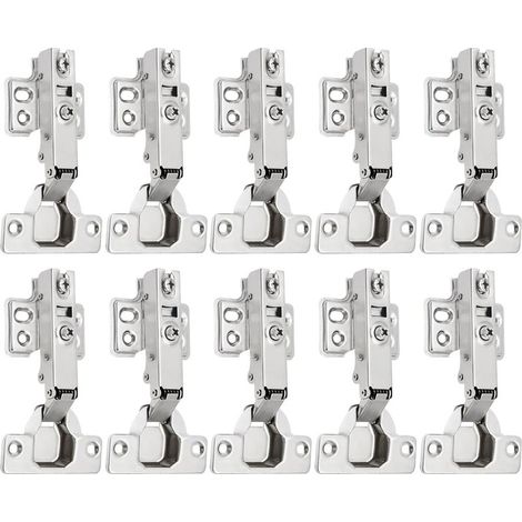 10 pièces Charnieres Porte Placard 110 Degré Complètement Recouvrante Charniere Porte Cuisine avec Amortisseur Intégré Mécanisme (1/5)