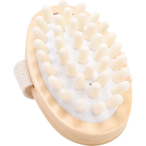 Brosse de massage en bois avec coussin d'air antidérapant, masseur manuel pour le corps, idéale pour un usage spa à domicile (jaune). (1/5)