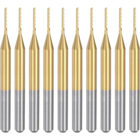 Fraises à graver en carbure de titane, 10 pièces, fraises CNC pour machine PCB, tige de 0,8 mm, revêtement en titane (1/4)