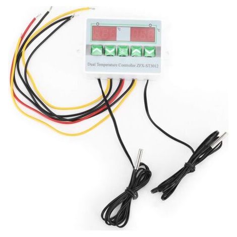 Régulateur de température, thermostat électronique programmable, double affichage numérique intelligent, sonde NTC, (sortie par interrupteur 24 V) (1/4)