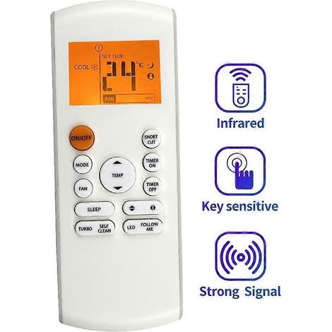 Télécommande de remplacement RG57A16/BGEF pour climatiseur Midea FRESH AC RG57A2/BGEF (froid et chaud, rétroéclairage) (1/5)