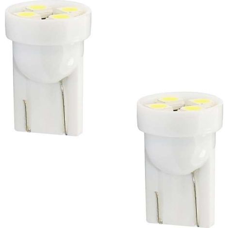 2x ampoule LED blanc 12V T10 W2,1x9,5D 0,32W 4x SMD 3528 voiture remorque moto camion