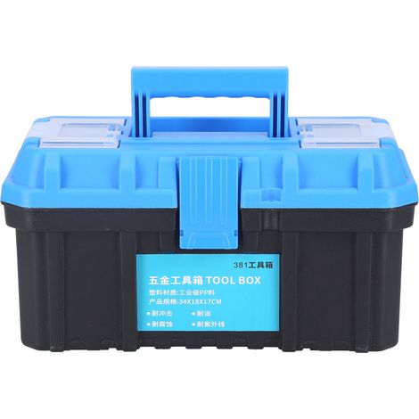Coffre à outils PP plastique portable, boîte de rangement pour pièces de quincaillerie à double couche, valise d'électricien modèle 381Small (1/5)