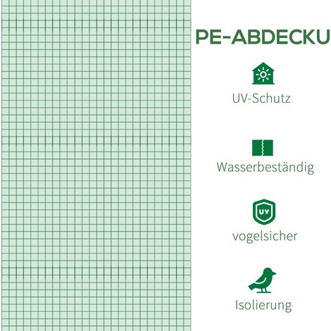 Bâche de remplacement pour tunnel de serre de jardin 9 m², dimensions 3L x 3l x 2H m, PE anti-UV imperméable, 6 fenêtres + porte zippée enroulable, vert (1/5)