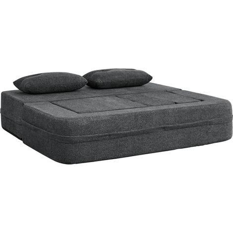 Diván cama modular de tejido gris oscuro con bolsillos laterales, sin montaje (1/5)