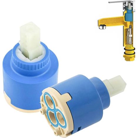 2 Pièces Cartouche Céramique 35mm - Pièce de Remplacement Universelle pour Robinet Mitigeur de Cuisine et Lavabo - Tête en Céramique Durable pour Mitigeur à 1 Seul Levier (1/5)