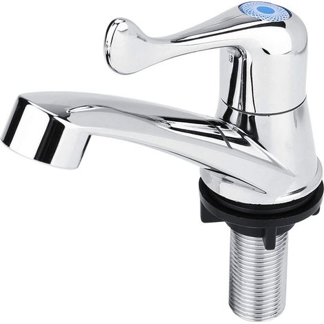 Robinet D'eau Froide Pour Salle De Bain, Poignée Unique Robinet D'eau Froide Et Chaude Rotatif 20mm Robinet Lave Main Eau Froide Pour La Maison Cuisine Queue De Poisson G1/2 (1/5)