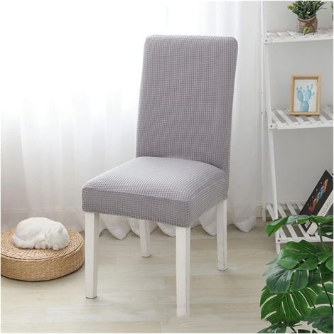 Lot de 4 housses de chaise extensibles pour banquet, cuisine, restaurant - gris clair (1/5)