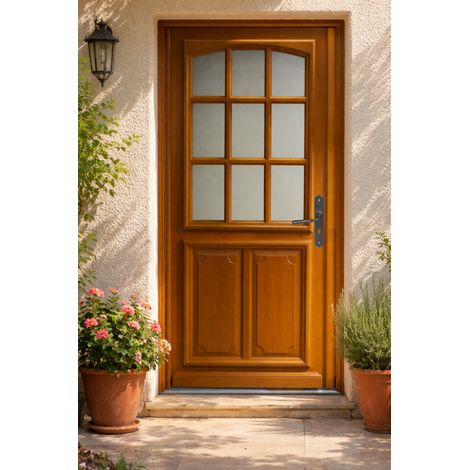 Porta d'ingresso in legno smaltato, Navy, H.200xl.90 p.sinistra + Maniglia E Botte (rif 010403RFP) Tabella Dimensioni