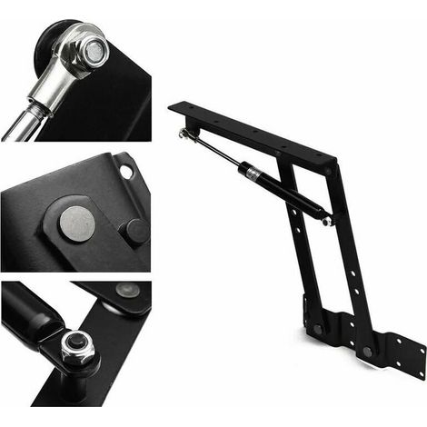 Compas pour meuble et coulisseau,2 Pièces Pliage Ascenseur Lift Up Ressort Mécanisme de Plateau pour Meubles Accessoires Table de Fixation Charnière (Noir)