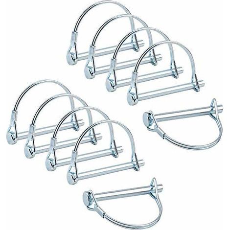 pair 10pcs Axe de verrouillage de broche de coupleur de sécurité, 1/4 pouce de verrouillage de prise de force avec fil de retenue rond pour jardin de pelouse de remorques de ferme (1/5)