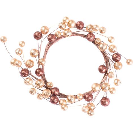 Dekoration MagicHome Weihnachten, Kranz, Beeren, golden, 15 cm (1/3)