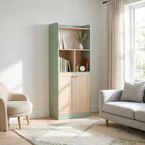 Armoire moderne avec zone d'affichage, armoire haute, armoire de rangement polyvalente, armoire d'accent mince, armoire de salon (uniquement avec armoire de salon) (1/5)