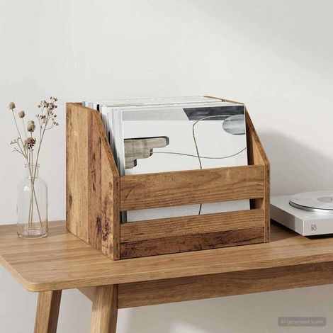 vidaXL Boîte d'albums vinyles Bois ancien 38 x 30 x 29 cm (1/4)
