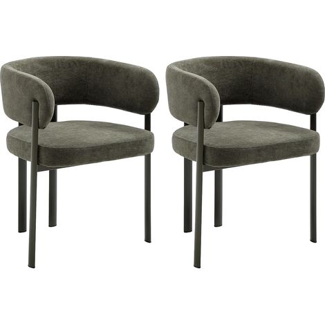 Lot de 2 chaises en tissu et métal - Vert - CIBARO (1/5)