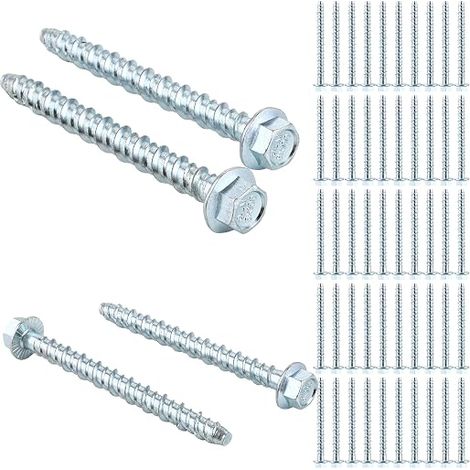 50 x M8x100 Hex Head Concrete Screws, Concrete Screws, without Anchors, Galvanized Concrete Screws with Disc, for Masonry, Concrete, Architecture, Industry (M8x100) (1/5)