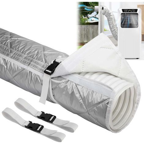 Gaine isolante matelassée pour tuyau de climatiseur, avec 2 sangles à boucle réglables, pour conduit d'évacuation de climatiseur portable de 15 cm de diamètre. (1/5)