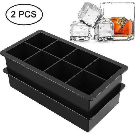 Lot de 2 bacs à glaçons en silicone, 8 glaçons carrés par bac (1/5)