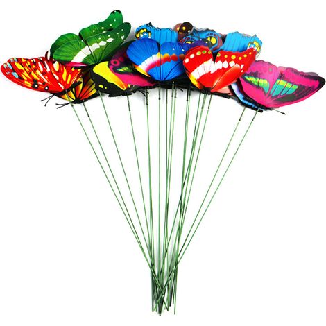 15 pièces papillons simulés colorés pour décoration de plantes, accessoires de jardinage inserts décoratifs (1/5)