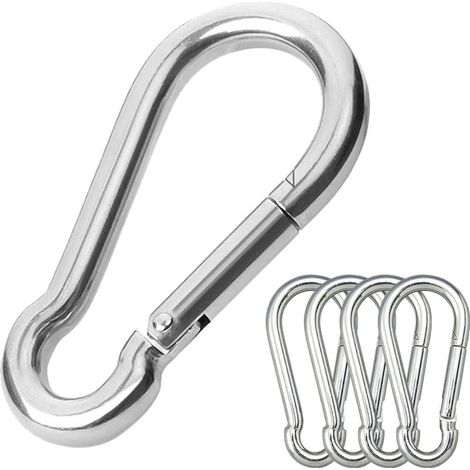 Lot de 15 mousquetons robustes en acier inoxydable de 8 cm de large, verrouillables, pour l'escalade, la salle de sport, la suspension de plantes, le camping et la randonnée.