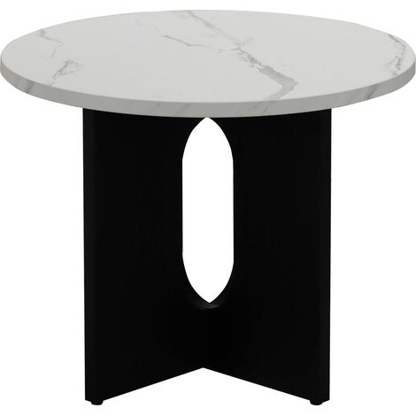 Table basse moderne ronde 50 cm effet marbre noir (1/5)
