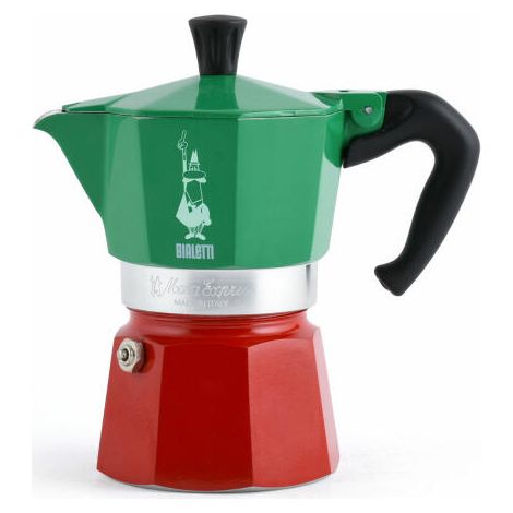 Cafetiere italienne - BIALETTI - La Mokina Italia - Tous feux sauf induction - 1 tasse - 40 ml - Vert / Rouge
