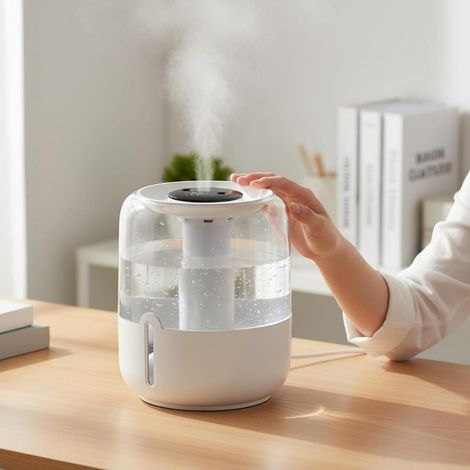 Humidificateur grande capacité de 6,8 L avec alimentation USB, double brumisation, veilleuse et affichage numérique-Blanc (1/5)