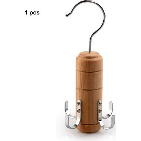 CSPARCV 1 pezzo Appendiabiti in legno per cinture, 6 ganci, per sciarpe, cravatte, organizer per accessori da armadio, rotazione a 360 gradi (marrone) (1/4)