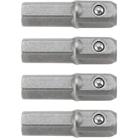 Lot de 4PCS Adaptateurs d'embouts Hexagonaux de 1/4" à 1/4" Carrés Rallonge d'adaptateur d'entraînement à Douille Longue de 25 Mm (1/5)