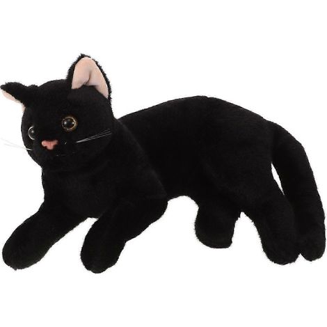 Figurine de chat noir réaliste, peluche pour enfants, chat doux et réaliste, coussin chaton amusant, décoration intérieure, cadeau d'anniversaire, d'Halloween ou de fête. (1/5)