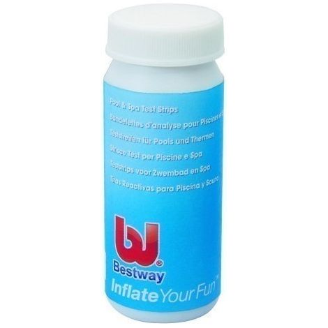 BESTWAY test 3 en 1 piscina 58142 , Test 3 en 1 piscina 58142. -Test análisis para agua de piscina (tiras). -Marca: Bestway. -La solución ideal para test básicos de agua en piscina (1/6)
