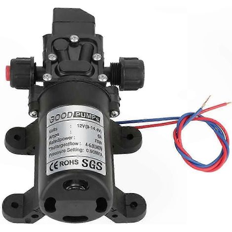 Pompe à eau auto-amorçante 12 V CC compatible avec les véhicules de loisirs et les applications de nettoyage, dotée d'une fonction d'arrêt automatique. (1/4)