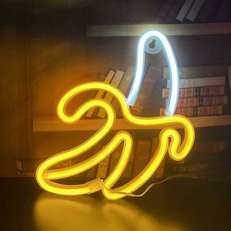 Insegna al neon a LED a forma di banana - Regalo per bambini - Lampada decorativa da appendere, per casa, camera da letto, bar, ristorante, Natale, festa di compleanno, regalo, decorazione da parete