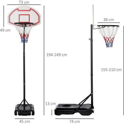 Basketballkorb Outdoor mit Rollen 155-210 cm Höhenverstellbar, Transportable Basketballständer mit Rollen, Tragbar Basketballkorb PE+Stahl (1/5)