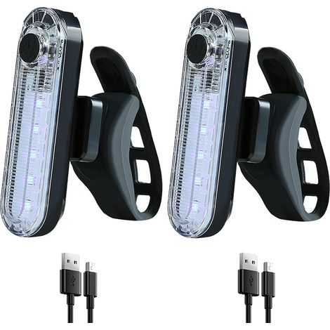 Juego de 2 luces traseras LED recargables vía USB para ciclismo nocturno, reflector esencial, luz de seguridad, impermeable, brillante, intermitente, luz para bicicleta de montaña para hombres y mujer