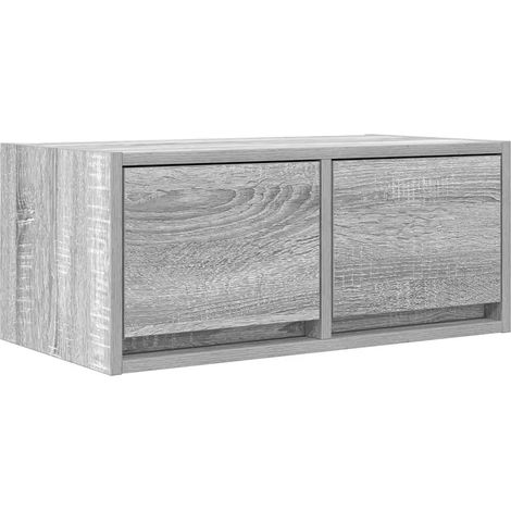 Mueble TV de pared de diseño moderno 60 x 31 x 25 cm almacenamiento optimizado en madera noble gris 020051681 (1/5)