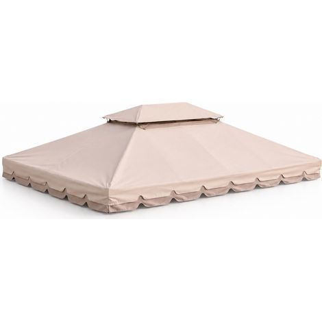 Telo Di Ricambio Per Gazebo 3x4 Metri Impermeabile In PVC Con Zanzariera Integrata E Air Vent Resistente A Sole Pioggia E Agenti Atmosferici Per Esterno Outdoor Giardino 300 x 400 Cm Beige (1/5)