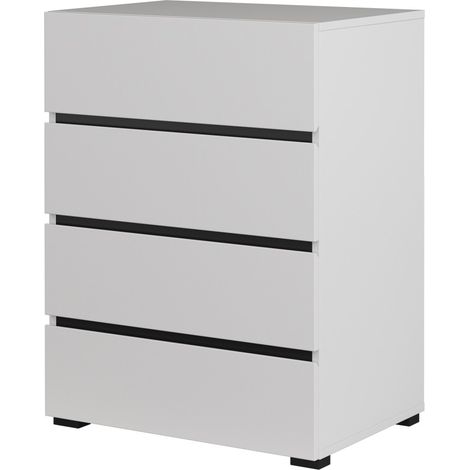 Kleines Sideboard HAVANA – 4 Schubladen – Weiß und Schwarz – Modernes und kompaktes Design