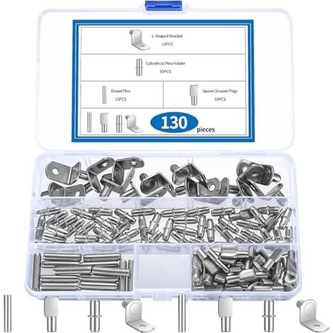 130 Pièces Taquet Etagere, 5mm 6mm Chevilles de Support d'étagère, Etagere en Métal, Taquets pour étagères, étagère Armoire, Placard Verre, Meubles - 4 Styles (1/5)