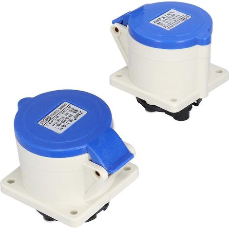 2 Stück 3-polige Netzsteckdose, 2-phasig, industrietauglich, verdeckter gerader Stecker, 220–250 V, 32 A, 2P+E, Schutzart IP44