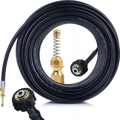 Tubo Flessibile per Pulizia Fognature 10m – Compatibile con Idropulitrici Kärcher HD/HDS M22x1,5  Ottone, 60°C, 200 Bar