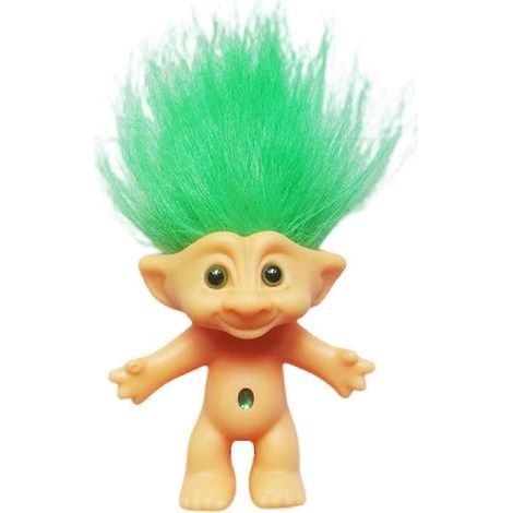 Poupée Troll de 10 cm, figurine miniature de dame aux longs cheveux colorés, ornement, adorable lutin, poupée elfe laide, figurine articulée verte de 10 cm