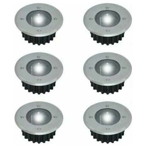 Lot de 6 spots LED solaires encastrables ronds 85mm – Acier inoxydable – Résistant aux intempéries – Autonomie 8h – Éclairage extérieur