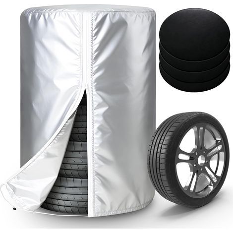 Sac de protection pour pneus de voiture avec 4 tapis en feutre, housse de protection de pneu de 17 à 22 pouces, housse de protection pour 4 pneus, protection solaire Oxford 210D, housse (1/5)