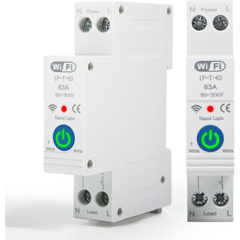 Jadeshay Disjoncteur Intelligent WiFi 63A avec Compteur d'Énergie Compatible Alexa Google Assistant Tuya App Rail DIN