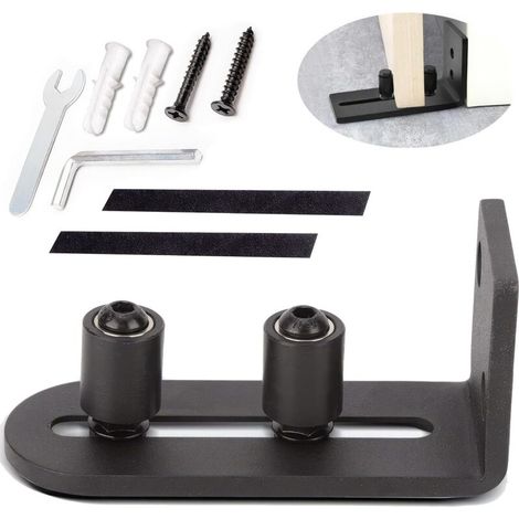 1pcs de guide-sol réglable pour portail coulissant, rail de porte coulissante, 1 portes (pas de rainure sur la porte, pas de perçage du sol) (1/5)