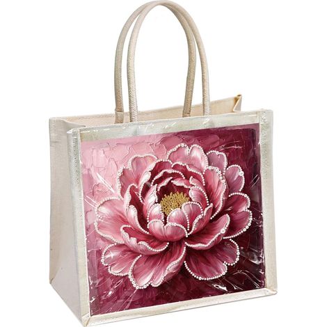 Cadeau d'anniversaire pour femme : sac à peinture diamant, sac cabas, sac bandoulière, sac à main peinture diamant, cadeau pour femme, mère, petite amie, collègue (fleurs) (1/5)