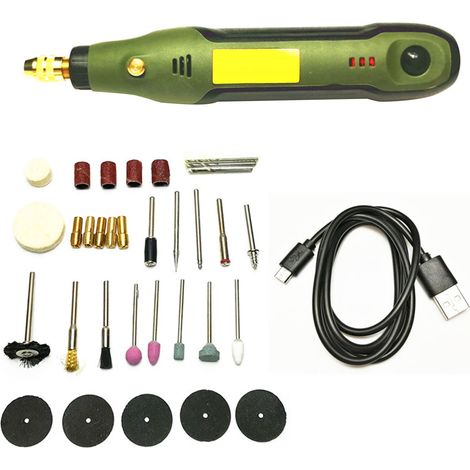 Kit de perceuse électrique rotative sans fil 35 pièces, kit d'accessoires rotatifs amélioré, outil électrique multifonction rechargeable par USB pour petits projets de bricolage délicats et légers (1/5)