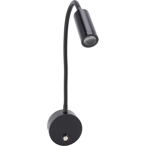 Lampe de lecture murale réglable tactile 3 températures de couleur pour camping-car bateau bras flexible port de charge USB 10-30V noir alliage aluminium (1/5)